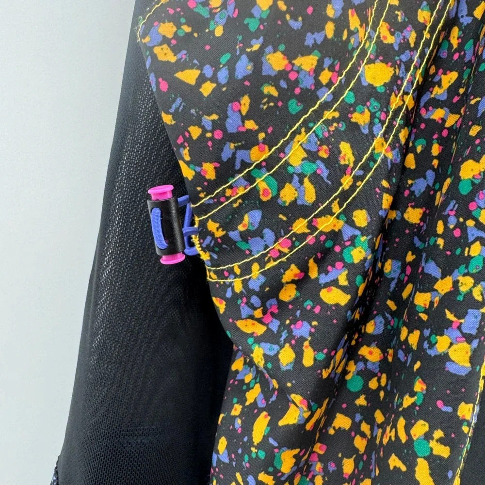 Nike Running Jacket Womens 1X Black Multi Color Paint Splatter Mesh Windbreaker